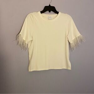 For Cynthia Cream Feather Sleeve Tee